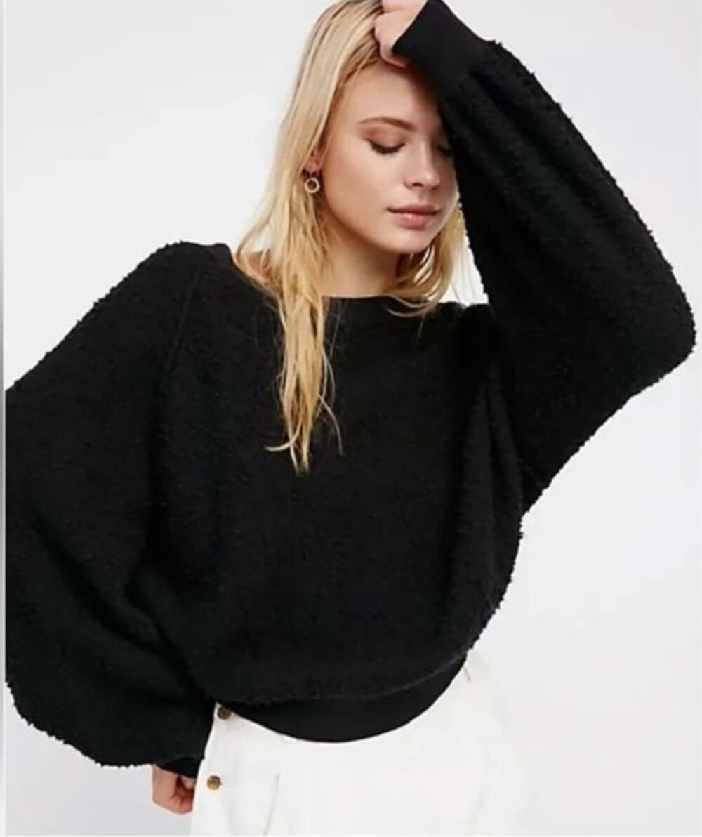 Free People Found My Friend Boucle Knit Pullover Cotton Blend Oversized Sweater